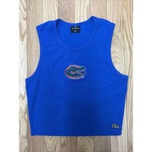 Hype And Vice Florida State Blue Ribbed Cropped Babydoll Gameday Tank - Large‎